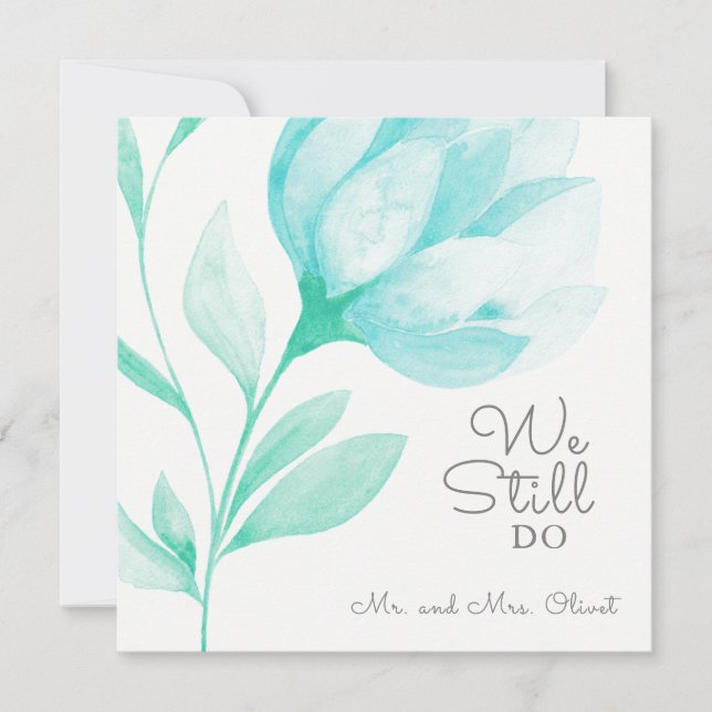 Convites Renovação de Votos de Peônias Teal 25 anos  (Frente)