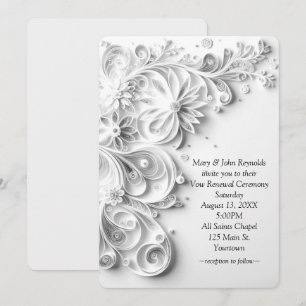 Convites Renovação de Votos em Quilling de Papel Ornamentad