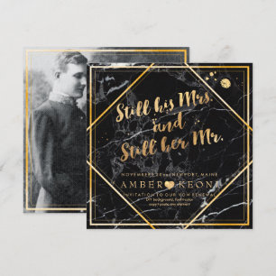 Convites Renovação de Votos/Faux Dourado/Mármore Preto PixD