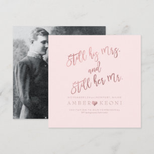 Convites Renovação de Votos/Faux Rose Gold/DIY bckgrnd da P