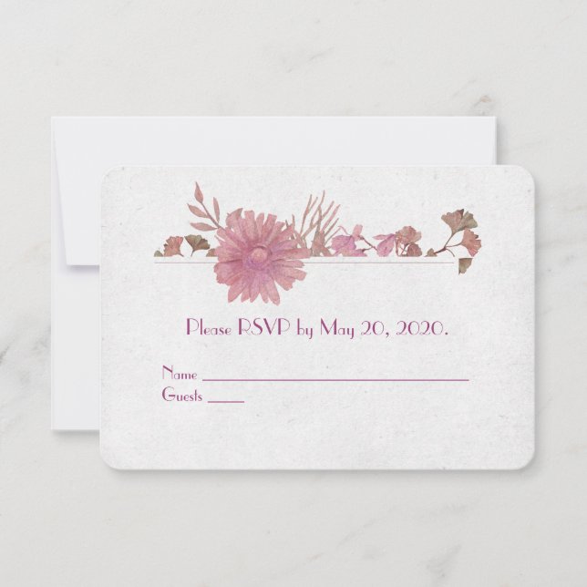 Convites Renovação de votos RSVP com borda de aquarela flor (Frente)