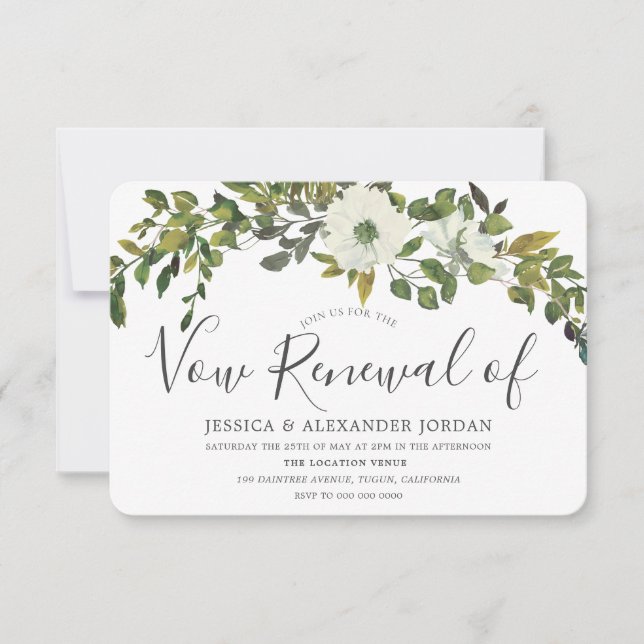 Convites Renovação de Votos Rústicos do País da Folha Verde (Frente)