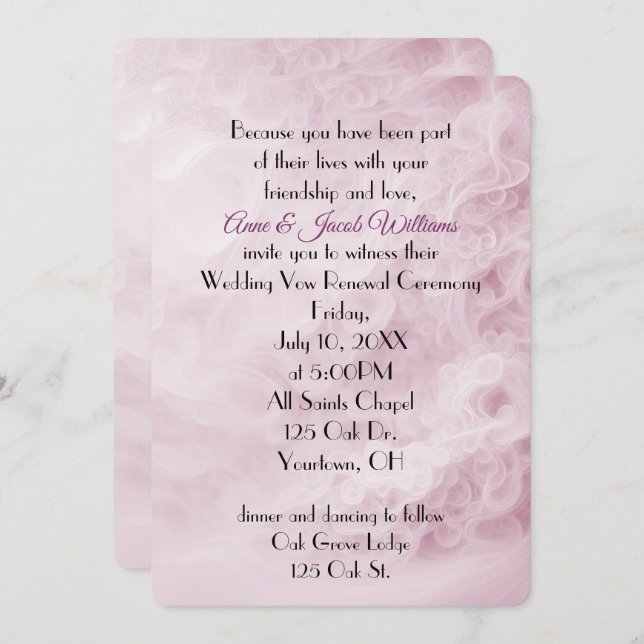 Convites Renovação de Vow Abstrato de Casamento Rosa Esmaga (Frente/Verso)