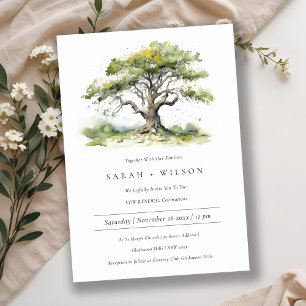Convites Renovação de Vow de Árvore de Carvalho Verde Elega