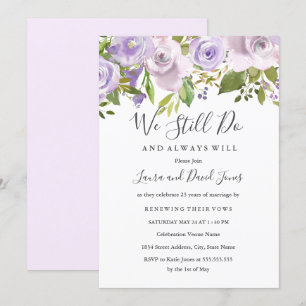 Convites Renovação de Vow de Casamento Floral de Aquarela