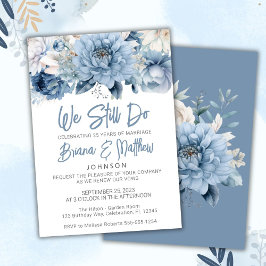 Convites Renovação de Vow de Casamento Floral Dusty Blue