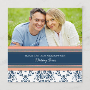 Convites Renovação de Vow de Foto de Casamento de Azul-Co