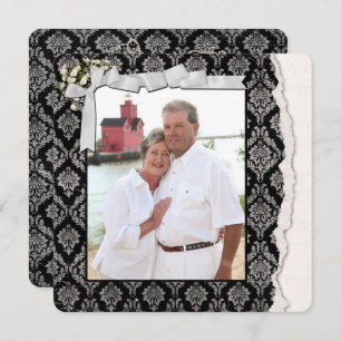 Convites Renovação de Vow de Foto do Damask