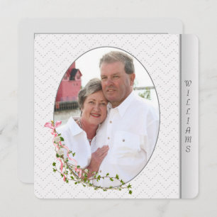 Convites Renovação de vow de fotograma em relevo prata