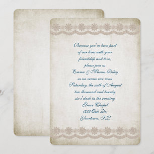 Convites renovação de vow de fronteira de renda de casame