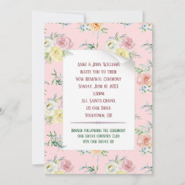 Convites Renovação de Vow de Rosa de Aquarela