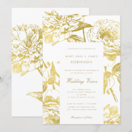 Convites Renovação de Vow do Casamento Floral Dourado Elega