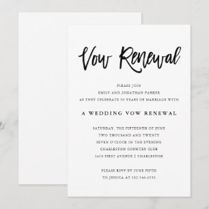 Convites Renovação de Vow do Casamento Negro e Branco Mod