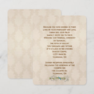 Convites Renovação de Vow do Casamento tema damasco do Ma