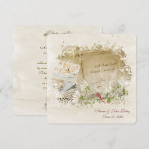 Convites Renovação de Vow do Livro de Casamento Antigo