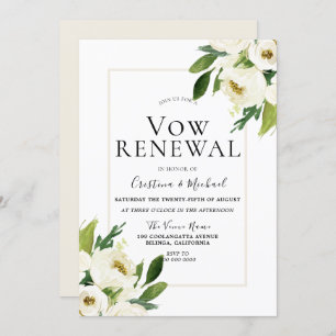 Convites Renovação de Vow Floral de Rosa Branca