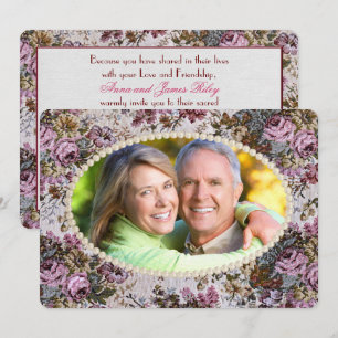 Convites Renovação de Vow Pearl Frame e Tapeçaria