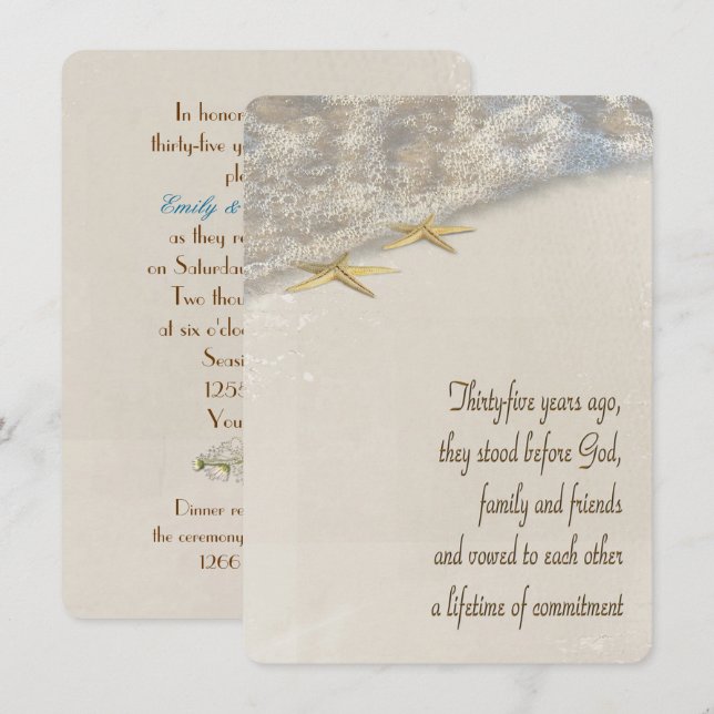 Convites Renovação de Vow Starfish pelo 35º aniversário (Frente/Verso)