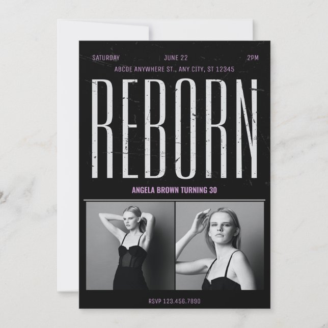 Convites Renovação do aniversário negro do Grunge (Frente)