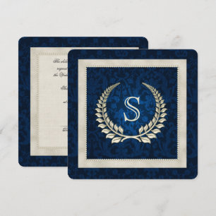 Convites Renovação do casamento de Azul Damask e Pearls