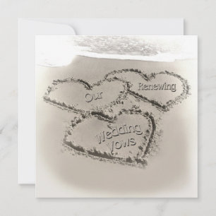 Convites Renovação do Casamento de Praia - Sand Hearts-Be