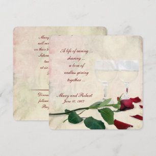 Convites renovação do voto da rosa vermelha e do vinho