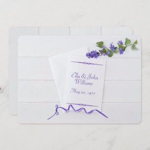 Convites renovação do voto de casamento branco em madeira