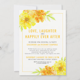 Convites Renovação do voto do casamento amarelo e festa fel