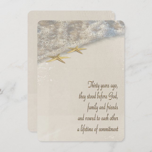 Convites Renovação do Vow Starfish para 30 (Frente/Verso)