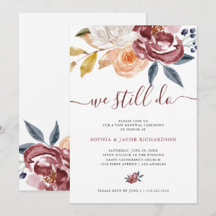 Convites Renovação floral do voto de casamento da aguarel