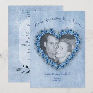 Convites Renove Casamento Vows Blue Rosa Heart Foto 
