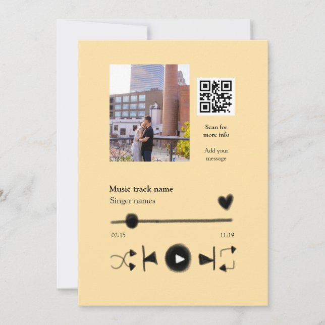Convites Reprodutor de música personalizado casal amor códi (Frente)