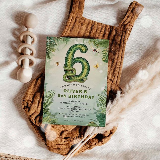 Convites Reptile 6th Birthday Snake Boy Invitation (Criador carregado)