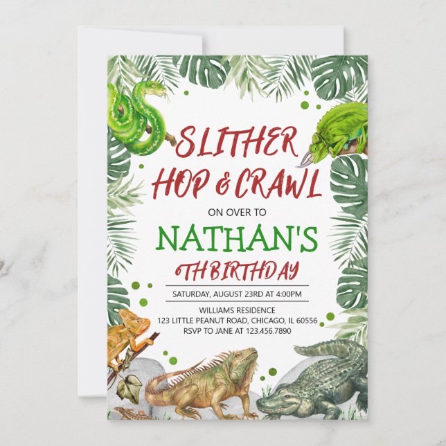 Convites Reptile Birthday (Frente)