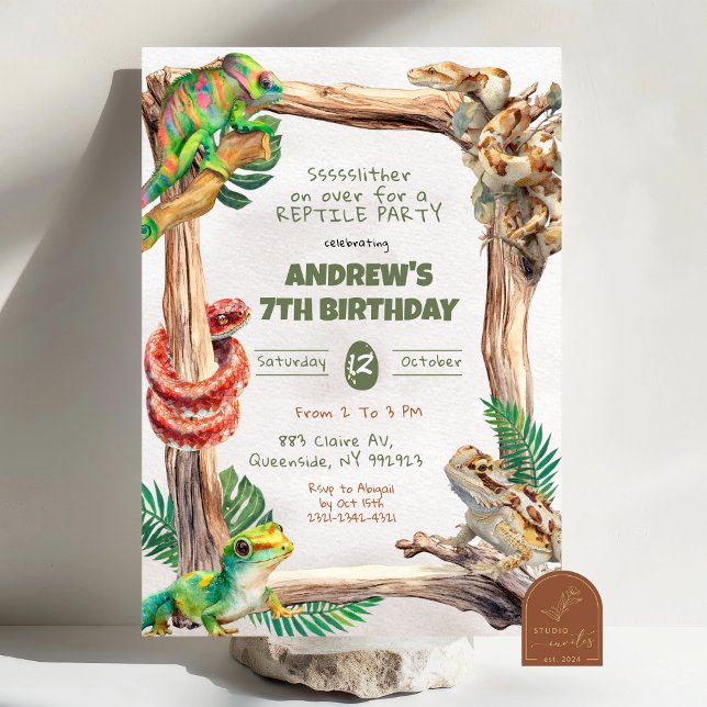 Convites Reptiles Boy Birthday (Criador carregado)