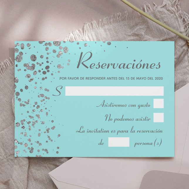 Convites Reserva Espanhola de Prata Azul, Quinceanera RSVP (Criador carregado)