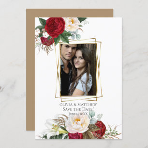 Convites Reserve a Data Burgundy Peony Buquês