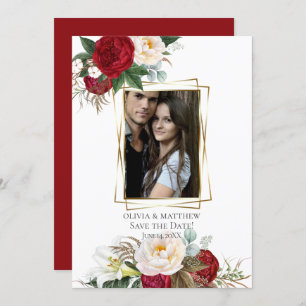 Convites Reserve a Data Burgundy Peony Buquês