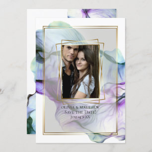 Convites Reserve a Data Cabeças de Abstrato Tinta e Teal