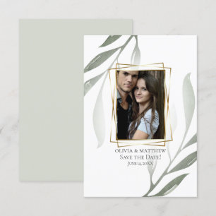 Convites RESERVE A DATA  Cores de água do ramo de oliveira