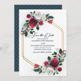 Convites Reserve a Data. Dusty Blue | Casamento de Burgundy