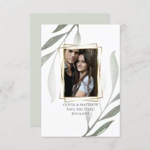 Convites RESERVE A DATA Sage Green Olive Branch — Waterco