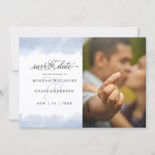 Convites Reserve a Data Traço De Cor Azul Pálido