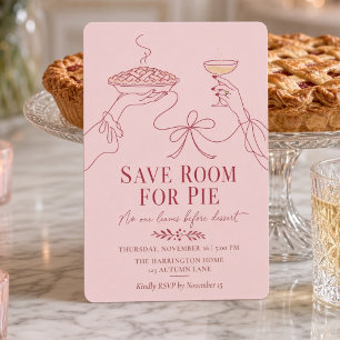 Convites Reserve Espaço Para Torta Coquette Rosa Linha Arte