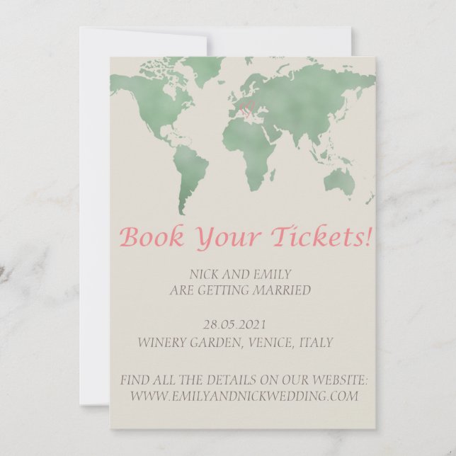 Convites Reserve seus bilhetes, é hora de um casamento (Frente)