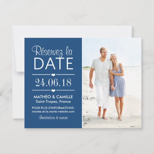 Convites Réserver la Date du Mariage | Cartes Avec Photo (Frente)
