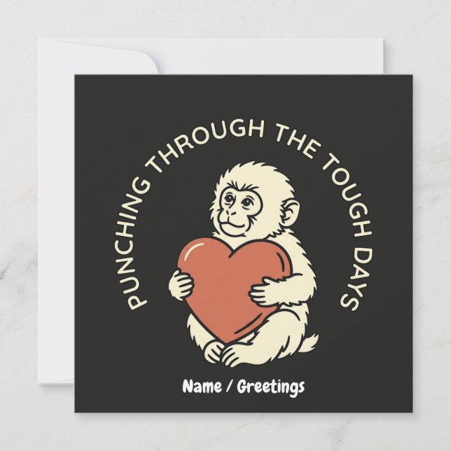 Convites Resilient Baby Monkey & Heart Punching Through  (Frente)