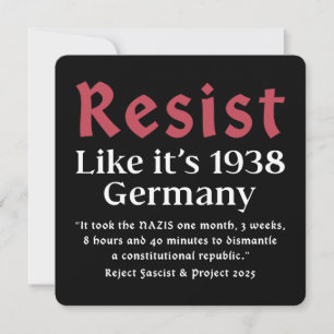 Convites Resiste como se fosse 1938 Alemanha
