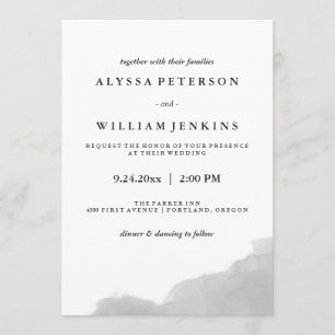 Convites Respingo cinzento moderno minimalista da aguarela