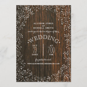 Convites Respiração de Barnwood Baby, Casamento Virtual Liv